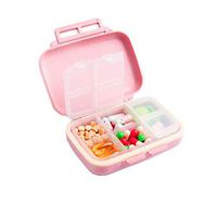TOMYEUS Pill Organiser Box Portable Travel Pill Case with 6 Compartments Pink