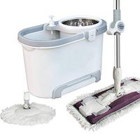 SSRSHDZW Flat Mop with Rotating Mop Round Tow + Flat Tow Free Hand Washing Microfiber Cleaning Area Large Super Absorbent for Kitchen Living Room Bathroom