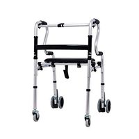 MYLW Folding Walker with 4 Wheels Deluxe Folding Walker Adjustable Height for Adult Elderly and Handicap with Seatfor