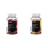 Amazon Brand - Solimo Melatonin 5mg, 120 Gummies (2 Gummies per Serving) & Solimo Vitamin D3 2000 IU, 160 Gummies (2 Gummies per Serving)