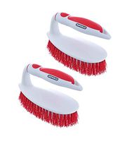 Scrub Brush Stiff Bristles Comfort Grip Handle (2 Pack) Red Household Scrubber Heavy Duty For Home and Kitchen Bathroom Shower Sink Toilet Hot Tube Carpet. By Superio