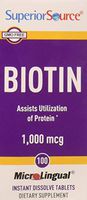 Superior Source Biotin [1000 mcg] Sublingual Instant Dissolve Tablets - Hair, Skin, and Nails Growth Vitamins - 100 Count