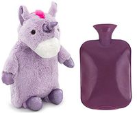 HomeTop Premium Classic PVC Hot Water Bottle with Cute Unicorn Cover (2L, Purple)