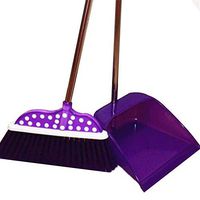 WEIFAN CAI- Long Handle Plus Thick Stainless Steel Dustpan and Brush Sets Soft bristles Sweeping dust,7 Colors (Color :Purple, Size : 82x26cm)