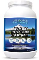 LifeSource Vitamins 3 lb - US Dairy Cows Grass Fed Whey Protein Isolate - Double Chocolate Fudge sweetened w/Stevia - Free Priority Shipping