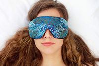 Weighted Sleep Eye Mask Pillow Handmade by Candi Andi - Adjustable Strap - Travel - Flax Seed Filled - Unscented or Lavender Scented - Satin Brocade and Crushed Velvet - Dark Turquoise - TEMF-DT