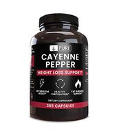 100% Pure Cayenne Pepper, 4 Month Supply, 365 Capsules, No Magnesium or Rice Filler, 40000 SHU, Non-GMO, Gluten-Free, Made in USA, No Additives