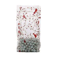 25ct Small Red Cardinals & Berries 7x2x3" Cello Cellophane Treat Food Snack Bags nfLG -598