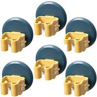 Broom Holder Wall Mount Self Adhesive Mop Broom Holder Wall Mount Broom Clips Holder for Kitchen Bathroom Closet Garden Garage Yellow-6pcs