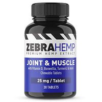 ZEBRA HEMP Joint & Muscle Chewable Tablets - Premium Hemp Extract for Joint Discomfort + Turmeric, Boswellia, Ginger Root, Vitamin D - 30 Tablets