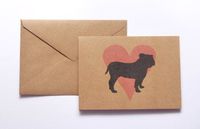 English Bulldog Pink Heart Stationery Note Card Set