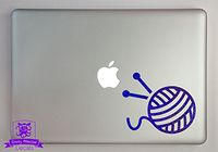 Overly Attached Decals Knitting Needles and Yarn Specialty Vinyl Decal Sized to Fit A 11" Laptop - Blue Metal Flake