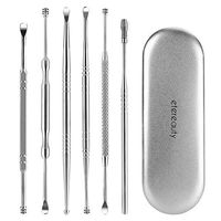 Ear Wax Removal Kit, 6-in-1 Ear Pick Tools Curette Cleaner Reusable Ear Cleaner, Medical Grade Stainless Steel Ear Wax Remover with Storage Box