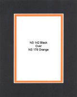 Pack of 20 11x14 Black/Orange Double Mats Mattes with White Core Bevel Cut for 8x10 Photo + Backing + Bags