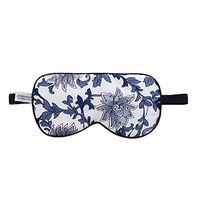 ZIMASILK Adjustable Mulberry Silk Sleep Mask Blindfold 100% Pure Mulberry Silk Eye Mask for Sleep with Bag (Blue Flower)