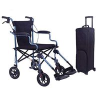 Lightweight Wheelchairs for Adults -Self-Propelled Wheelchairs - Drive Transport Wheelchair - Ultra Light and Fully Foldable, Adjustable Handrail and Removable Footrest (Color : with Trolley case)