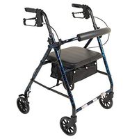 ProBasics Aluminum Rollator Walker with Seat - Rolling Walker with 6-inch Wheels - Foldable - Padded Seat and Backrest, Height Adjustable Handles, 300 Pound Weight Capacity, Blue Flame