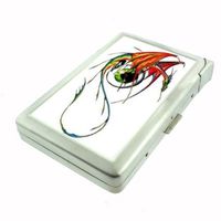 Metal Cigarette Case with Built in Lighter Dragon Eyeball D139 100's Size Cigarettes Silver Metal Wallet 4.75" X 2.75" RFID Protection