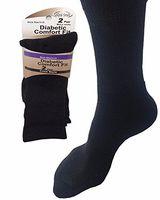 Mens Diabetic Cushioned Ventilated Breathable Crew Socks (8-11, Black) - 2 Pairs