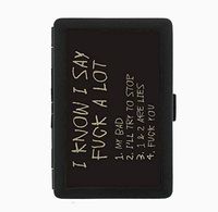 I Know I Say F@&! A Lot Funny Sarcastic Black Cigarette Case Holder Wallet RFID-Blocking