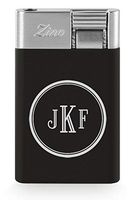 Personalized Black Zino ZM Jetflame Cigar Lighter with Free Laser Engraving (Roman Monogram)