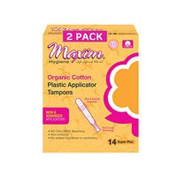 Maxim Organic Cotton Tampons, BPA Free Plastic Applicator Tampon, SUP+, 28ct, No Chlorine/Dioxin/Chemical, FDA/ICEA Approved, Organic Natural Tampons, Easy to Use Applicator, Organic Super Plus Tampon