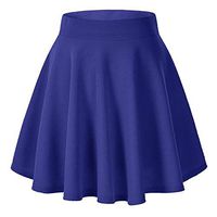 EDC Women's Basic Versatile Stretch Waist Flared Mini Skater Skirts Casual Tennis Pleated Skirts (M, Blue)