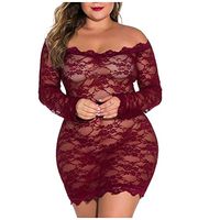 Womens Plus Size Sexy Lingerie Chemise Floral Lace Babydoll See Through Bodysuit Lingerie