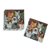 SUSHAFEN 20Pcs/Pack Cat Paper Napkins Cartoon Animal Disposable Party Napkins for Restaurant Coffee Shop Tableware Tissue Decoupage Decoration Kids Birthday Wedding Party Table Decor