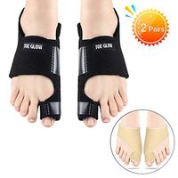 Bunion Corrector & Bunion Relief Protector Sleeves Kit - Bunion Splints Big Toe Straightener for Hallux Valgus Aid Surgery, Day Night Support (Black + Nude, L:Women Size 7.5-11 / Men Size 6-10)