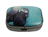 PTCRMG Large Image Custom Unique Pill Box Case Tablet Medicine Pocket Purse Travel Pill Vitamin Decorative Box Case Holder (Two Lovely sea Otter)