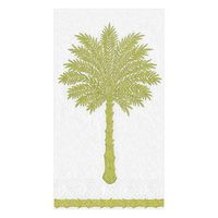 Caspari Grand Palms Paper Guest Towel Napkins in Green - Two Packs of 15