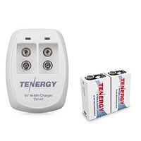 Tenergy TN141 2 Bay 9V Smart Charger with 2 pcs Premium 9V NiMH 250mAh Rechargeable Batteries