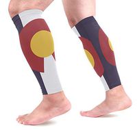 DERLONKAJE Flag of Colorado Calf Compression Sleeves 1 Pair, Leg Performance Support for Shin Splint Calf Pain Relief Men & Women Guards Sleeves for Running Cycling