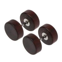 Natural Wood Screw Studs Earrings Fake Gauges Illusion Ear Piercing Plug Tunnel Best Beauty For gift Party Trendy Creative Elegant Styling | Color - Brown