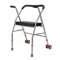 Folding Walker with Wheels and Seat,Non-Slip Armrest Height Push Button,Adjustable Rollator Walker for Seniors and Elderly,Lightweight Walking Mobility Aids Frame