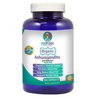Organic Ashwagandha 180 Caps - 1400 MG - Thyroid & Hormone & Adrenal Support with BioPerine Pepper by Foxxy Doc