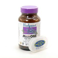 Bundle - 2 Items: 1 Bottle of Multi One Iron Free by Bluebonnet - 60 Vegetarian Capsules and 1 VDC Pill Box