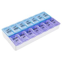 Weekly AM/PM 7 Day Pill Organizer (2 Times a Day), Large Daily Pill Cases for Pills/Vitamin/Fish Oil/Supplements,Large Pill Box(Blue+Purple)