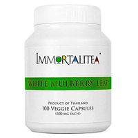 Immortalitea White Mulberry Leaf Capsules (No Extracts or Fillers, Non-GMO, Gluten Free) High & Low Blood Sugar Control, Weight Loss Support - Money Back Guarantee 500mg - 100 Vegan Caps