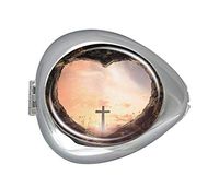 Entrance to God Concept Heart Shape Custom Silver Oval Pill Box Pocket Purse Pill Case Medical Tablet Holder Weekly Pill Organizer Decoration Box Wallet