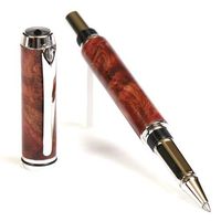Baron Rollerball Pen - Rhodium - Red Maple Burl