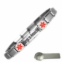 JSC Jewellery Daisy Charm Allergic to Amoxicillin Medical Alert Stainless Steel Bracelet