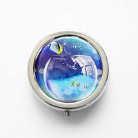 RhyNSky Animal Fish Mini Portable Pocket Pill Box Case Holder for Purse, 3 Compartments, Silvery, FS20