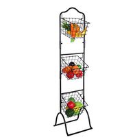 Naiflowers 3-Tier Wire Metal Market Basket Stand Storage Stand for Fruit, Vegetables, Toiletries, Household Items, Removable Storage Basket Display Rack for Kitchen, Bathroom Organization (Brown)