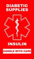 Insulin - Diabetic Supplies Medical Alert Equipment Luggage Tag - Handle with Care, DOT and ACAA regulations (MELT-119) Quantity (3)