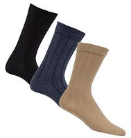 Black/Ch Grey/Khaki Black/Navy/Brown Diabetic Socks for Men by Sugar Free Sox Mens Diabetic Socks Mid-Calf Ribbed 3 Pack | Seamless Toe | Non-Binding Top | So