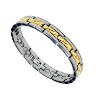 Accents Kingdom Men's 2 Tone Magnetic Titanium Health Golf Bracelet T1 8.0"