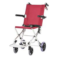 Strengthen Aluminum Alloy Wheelchair Folding Old Man Light Travel Wheelchair Can Be On The Plane (Color : Red)