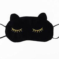 Grandey Cute Cat Sleeping Eye Mask Nap Cartoon Eye Shade Sleep Mask Black Mask Bandage on Eyes for Sleeping- (Black)